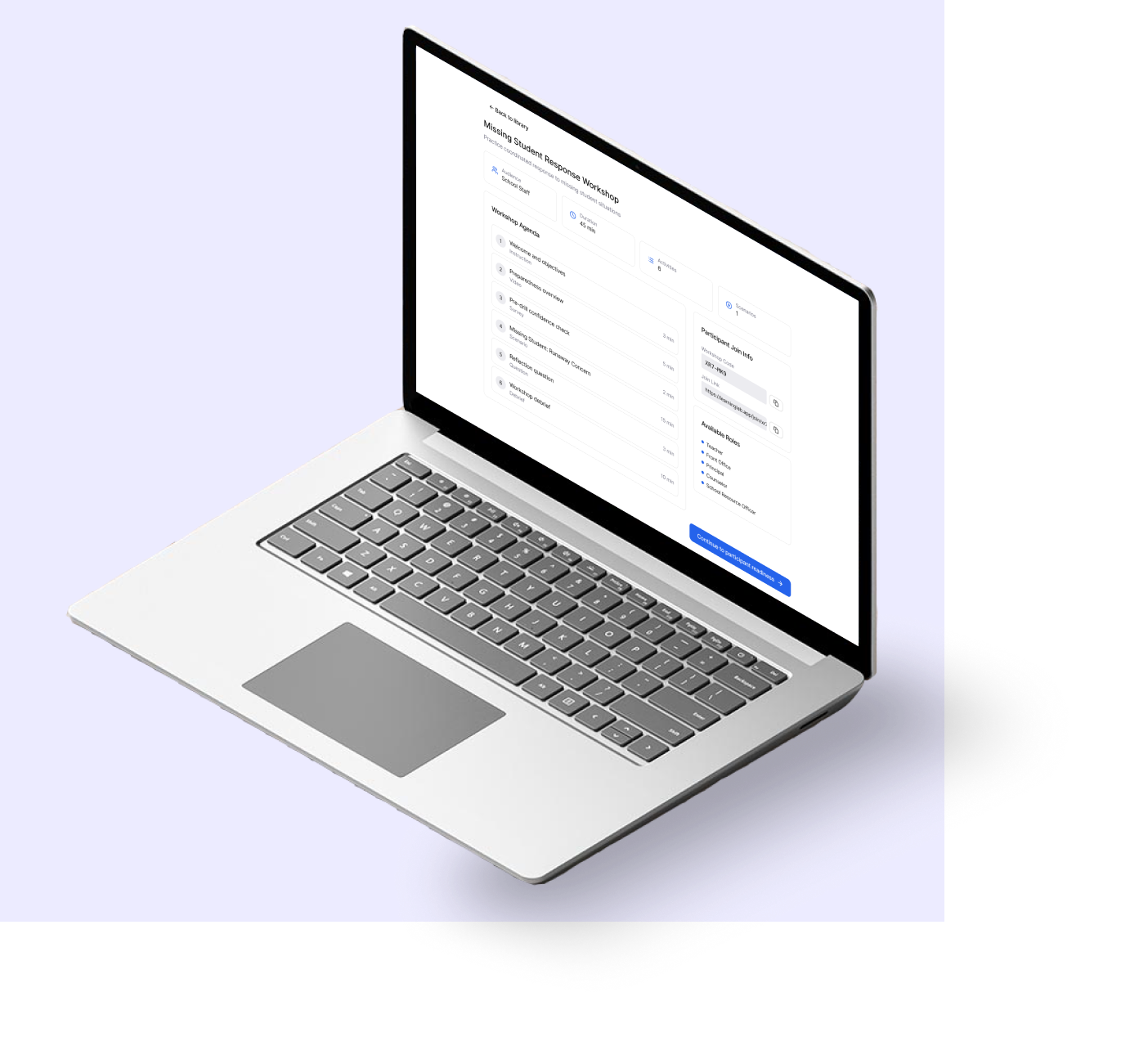 Laptop open with training
