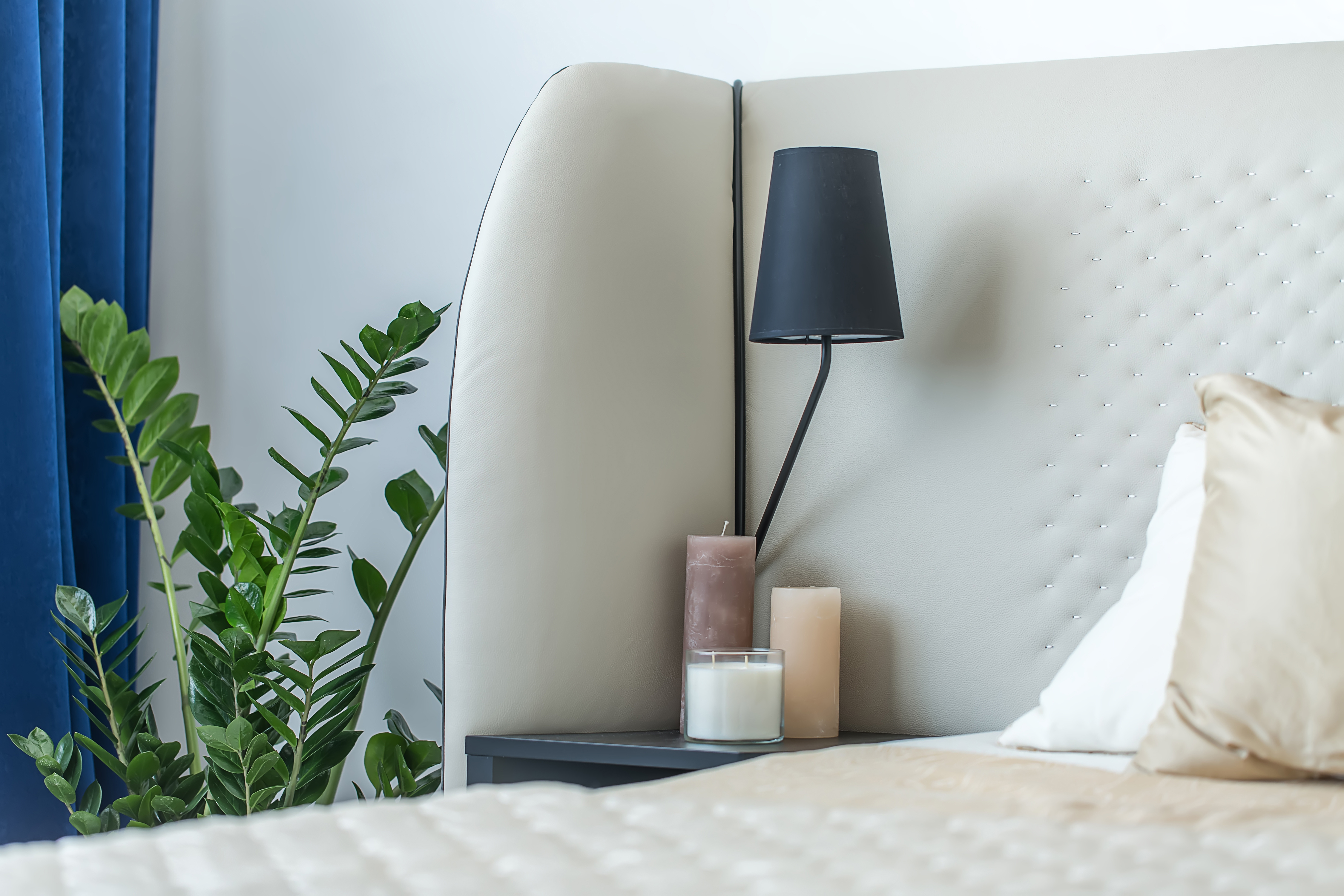 Bed with staged decor