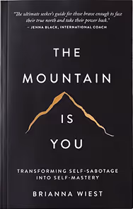 Book cover of The Mountain Is You by Brianna Wiest about transforming self-sabotage into self-mastery.