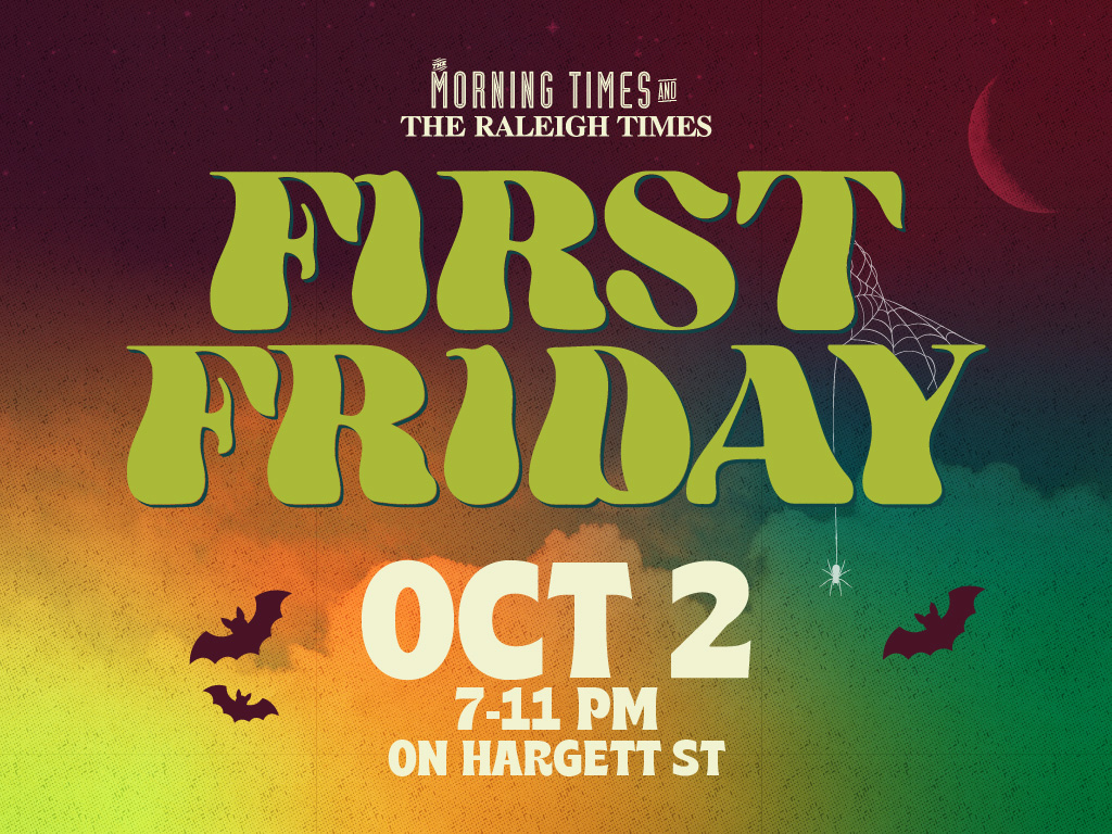 a colorful background with the words First Friday October 2