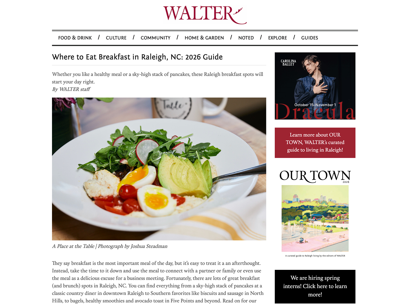 an image of an article with the headline Where to Eat Breakfast in Raleigh, NC: 2026 Guide