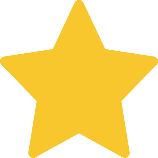 Solid yellow five-pointed star icon on transparent background.