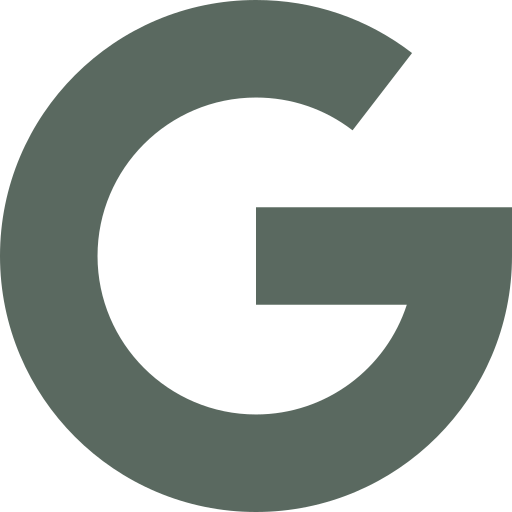 Google company logo as a large gray letter G on a white background.