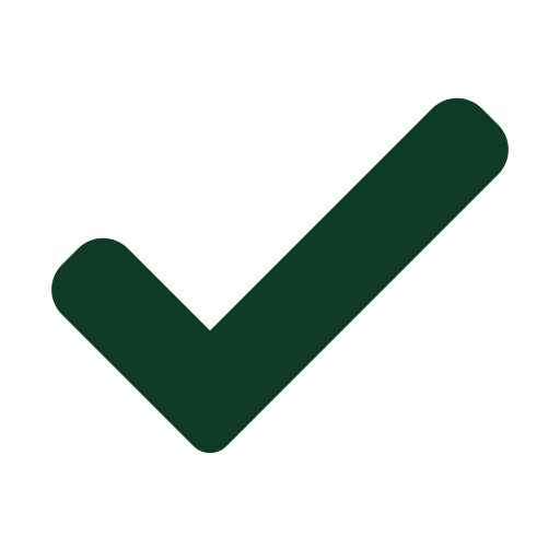 Dark green checkmark symbol on transparent background.