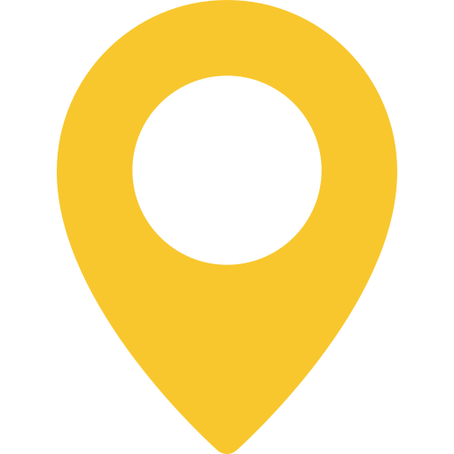 Yellow map location pin icon with hollow center.