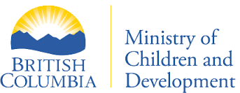 British Columbia Ministry of Children and Development logo with sun and mountain design.