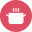 Pink suitcase with white airplane icon on front, symbolizing travel or luggage.