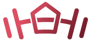 Illustration of a red pentagon flanked by symmetrical red bar shapes on each side.