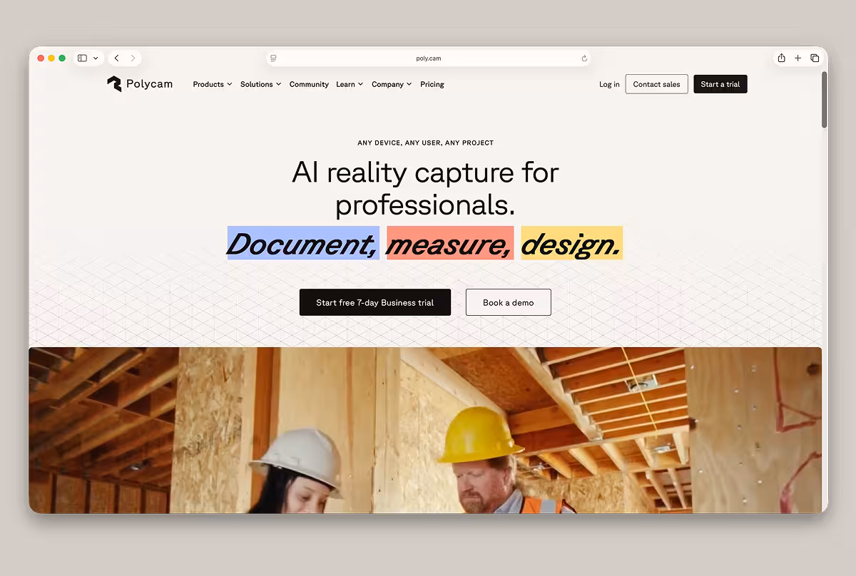 Polycam homepage design