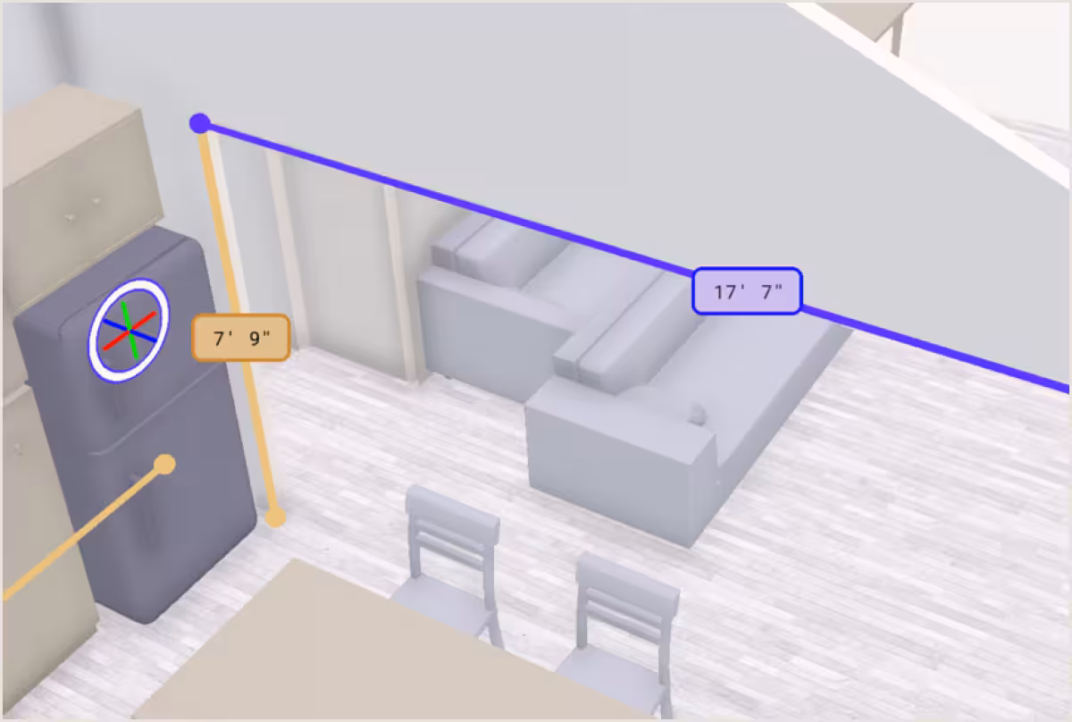 illustration of Polycam's measurement feature