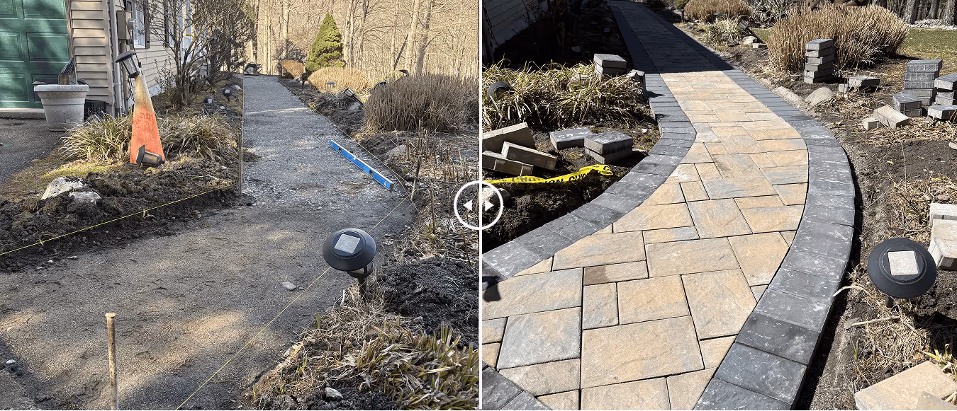Backyard before JCM Construction paver patio installation in Bergen County NJ