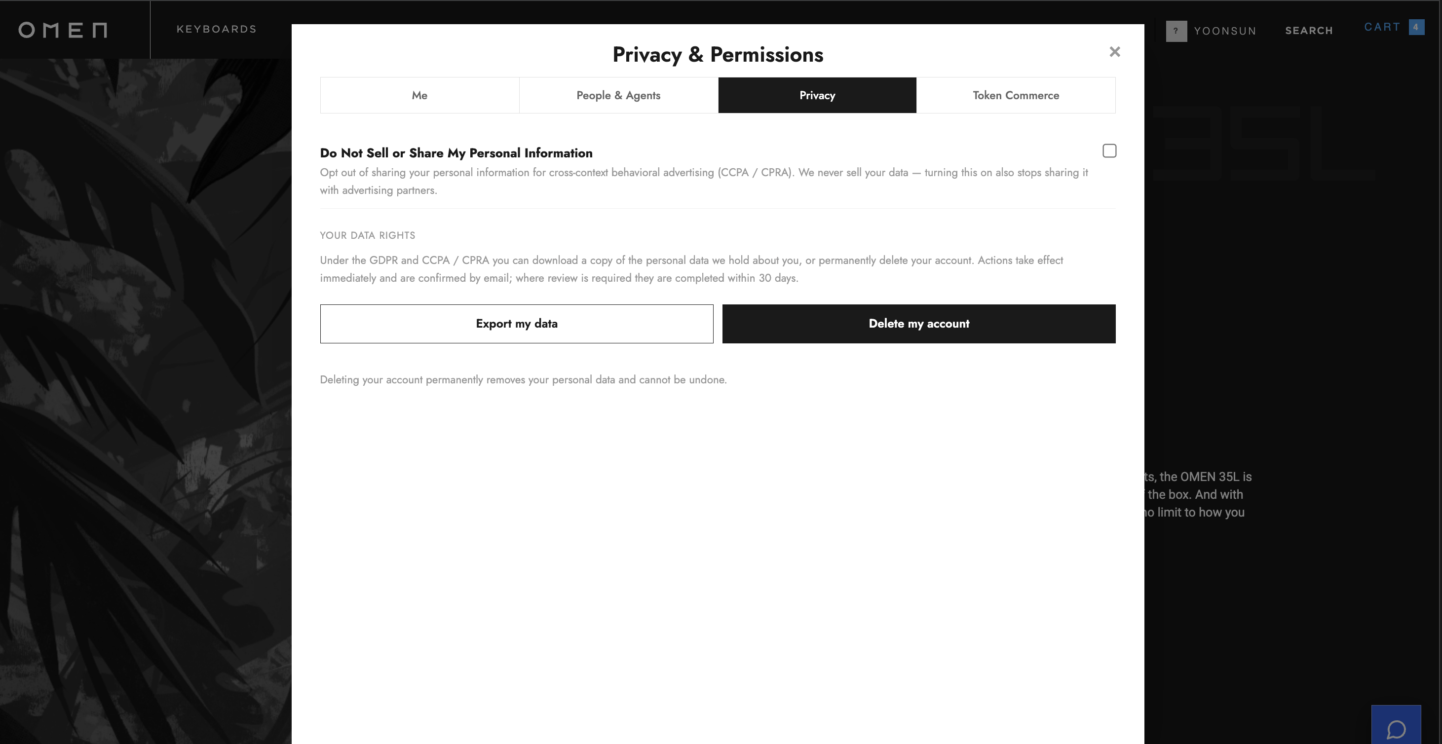 Dasboard and Account in 2 clicks navigation