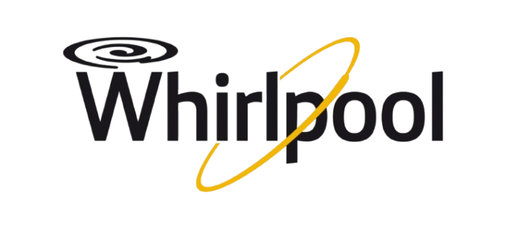 Whirlpool company logo with stylized swirl and yellow elliptical ring.