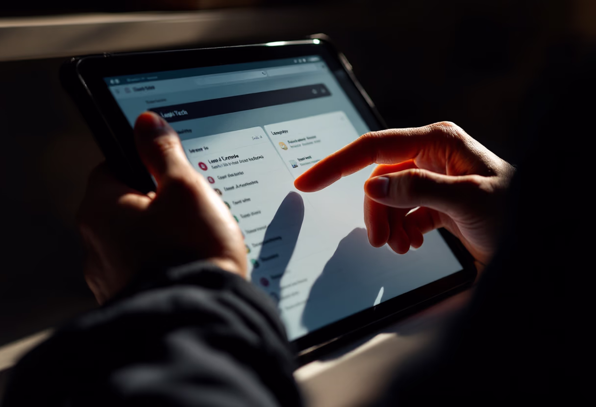 image of a person browsing legal news (for a legal tech)