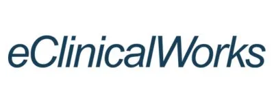 eClinicalWorks logo text in dark blue font on white background.