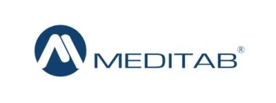 Meditab company logo with stylized M inside a circle and text.