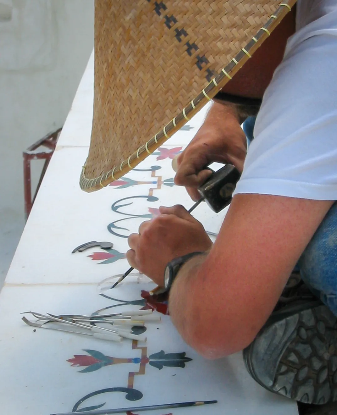 Traditional stone carving in the Rockscape workshop
