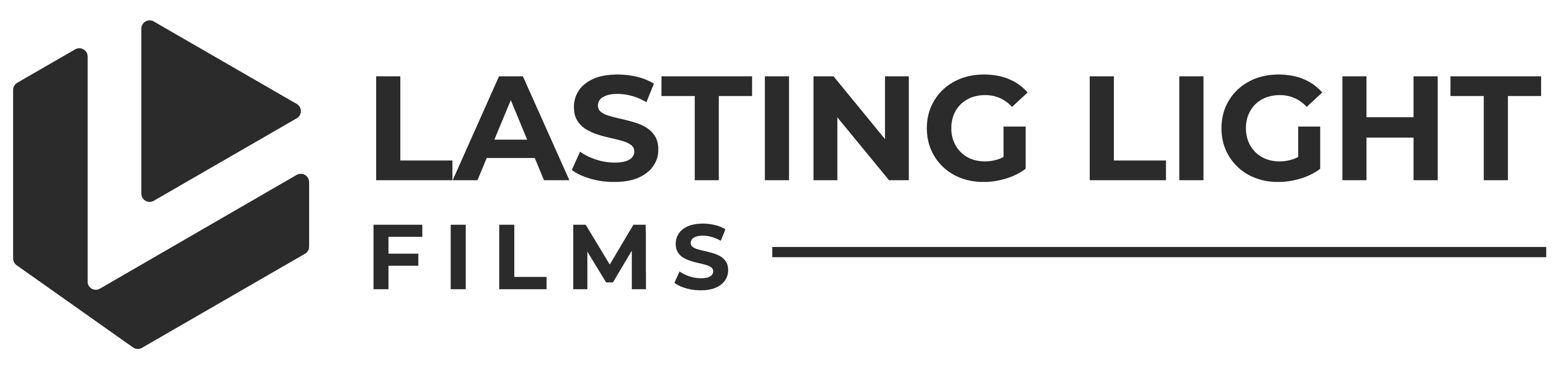 Lasting Light Films logo with a hexagonal shape and stylized L and play button.