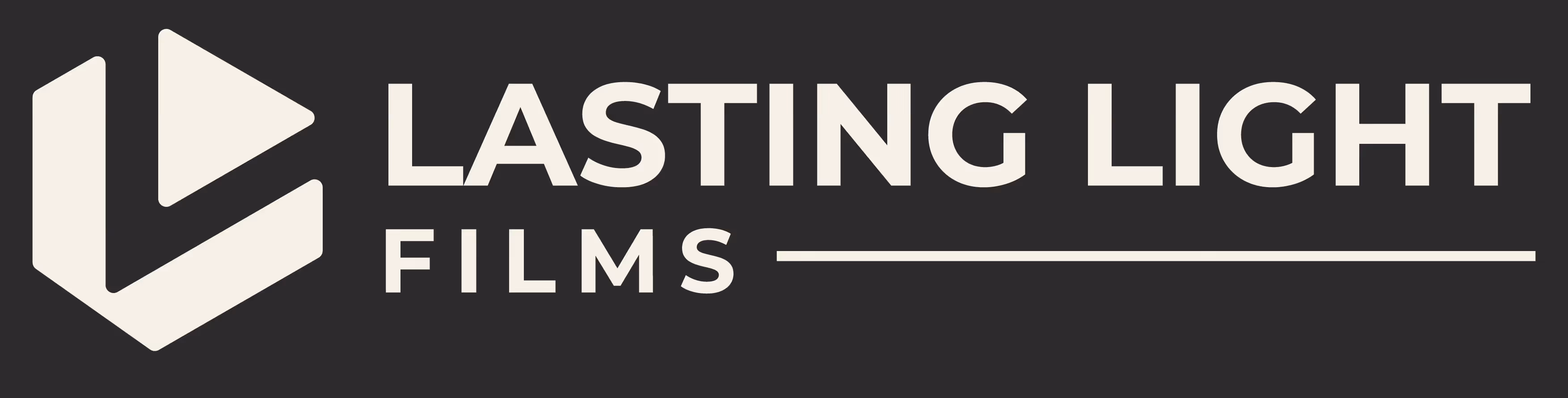 Lasting Light Films logo with stylized L and play button icon on dark background.