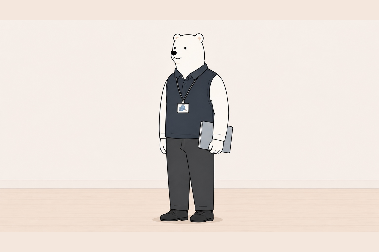 スタッフ姿の金葉マネジメントのマスコットキャラクターのイラスト