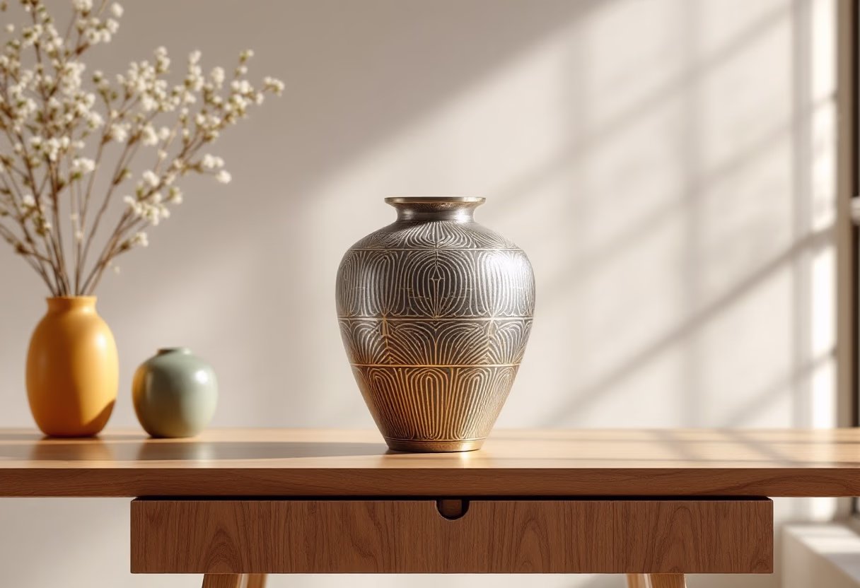 image of an elegantly designed urn in a funeral home setting