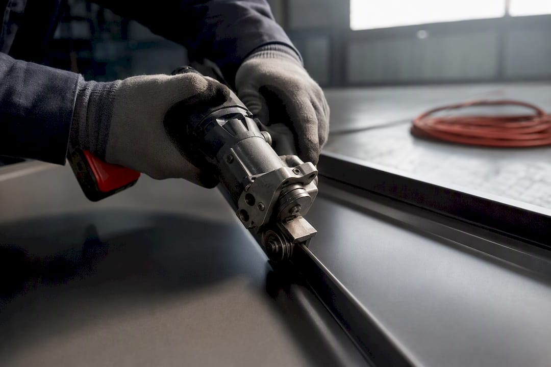 Compact seamer running along standing seam