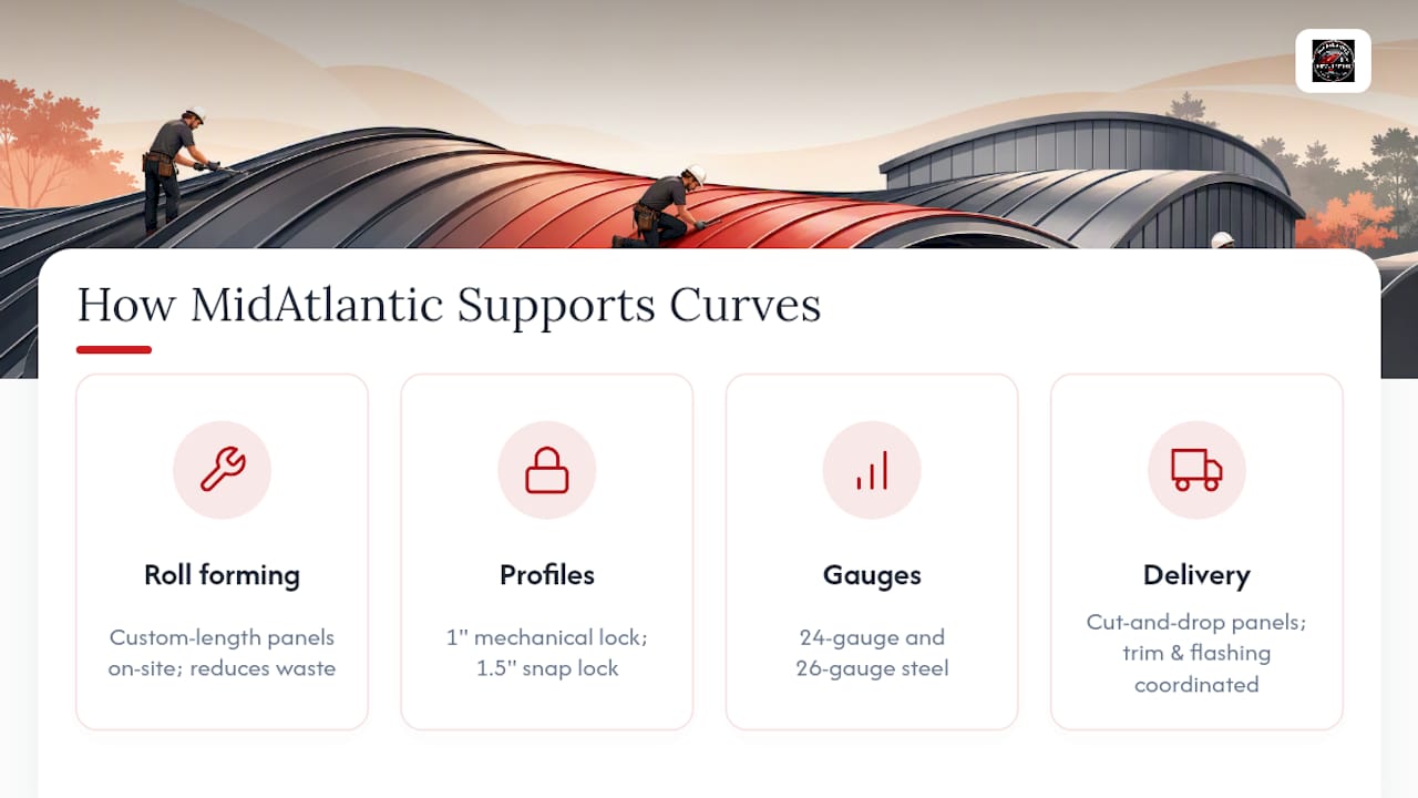 How MidAtlanticMetalPanels Supports Curved Standing Seam Projects — overview diagram