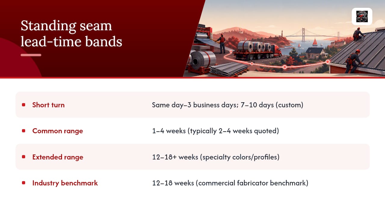 Standing seam lead-time bands comparison