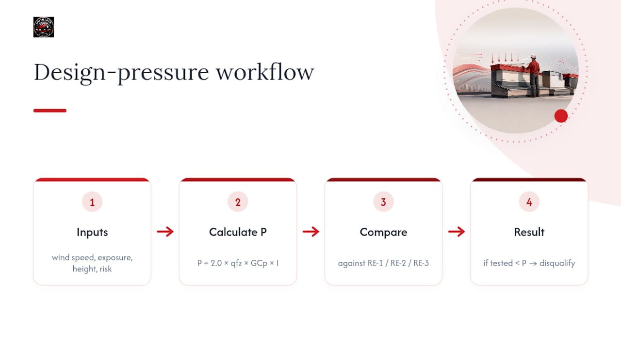 Design pressure inputs compared with ES-1 resistance