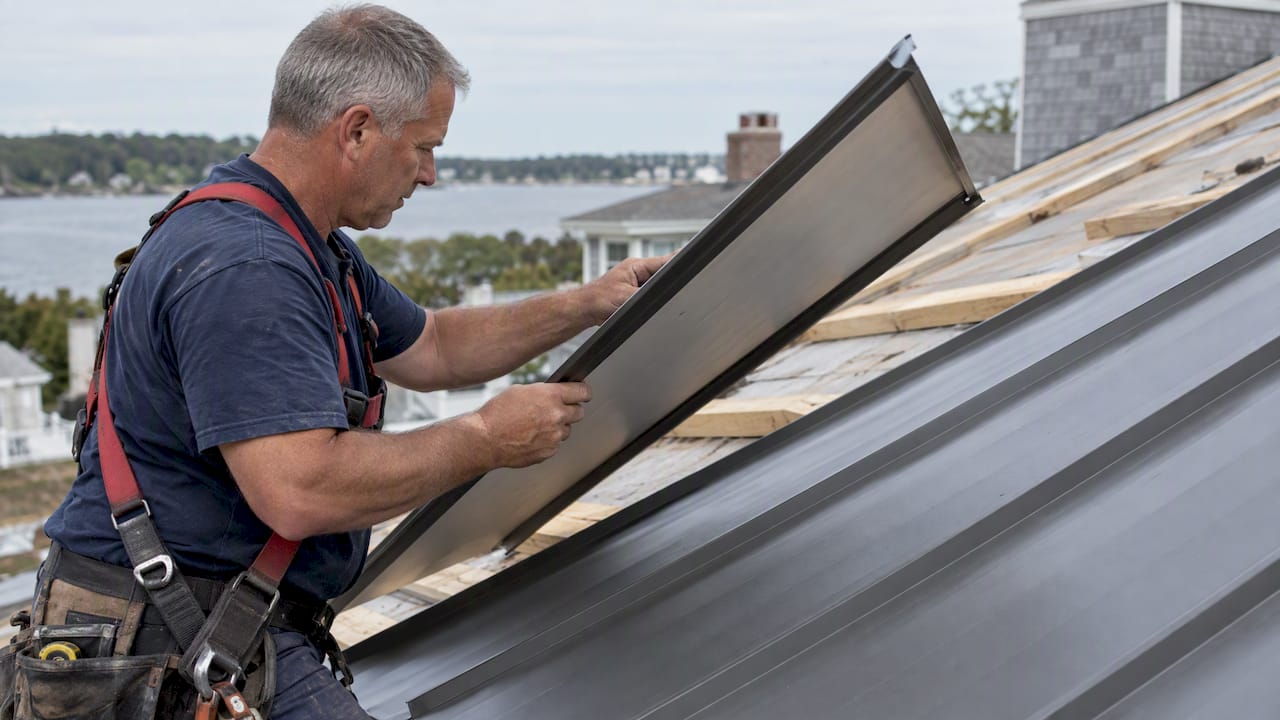 Installer checking panel direction before placement