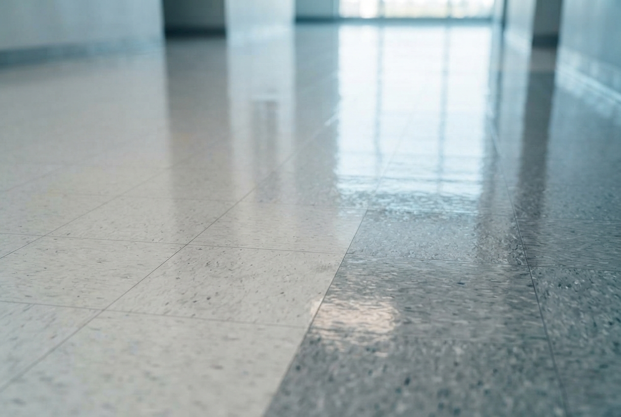 WestCore applying a fresh wax coat to a stripped hard-surface floor