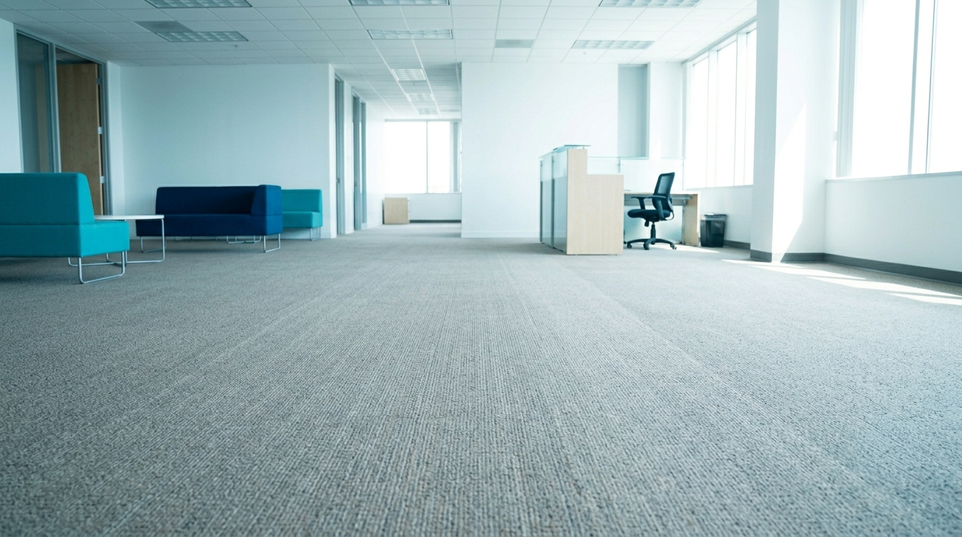 Freshly cleaned commercial carpet