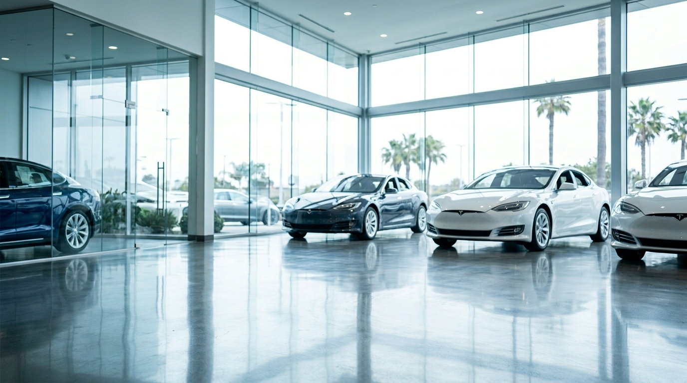 Clean, presentation-ready auto dealership showroom
