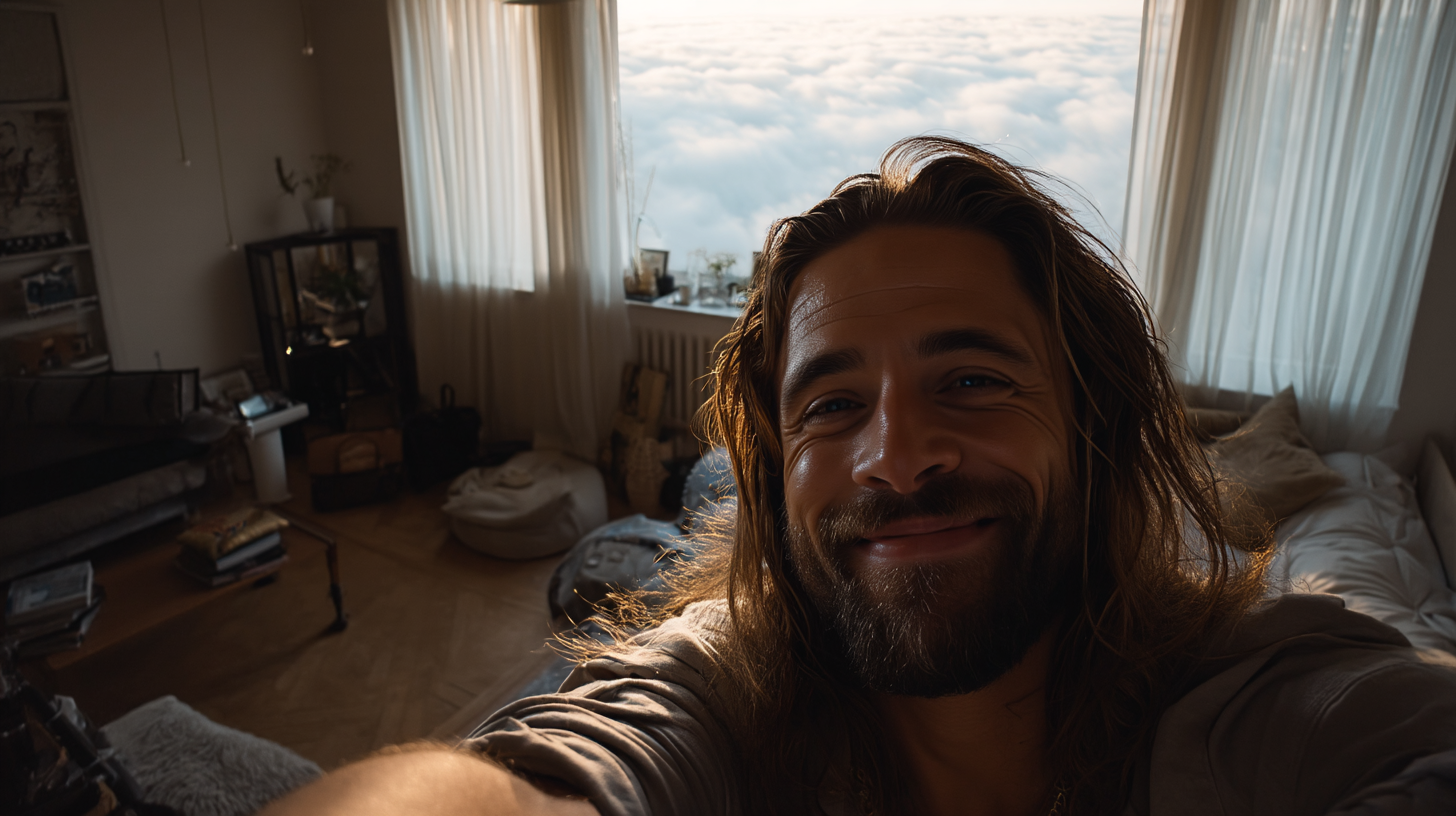 Jesus taking a selfie
