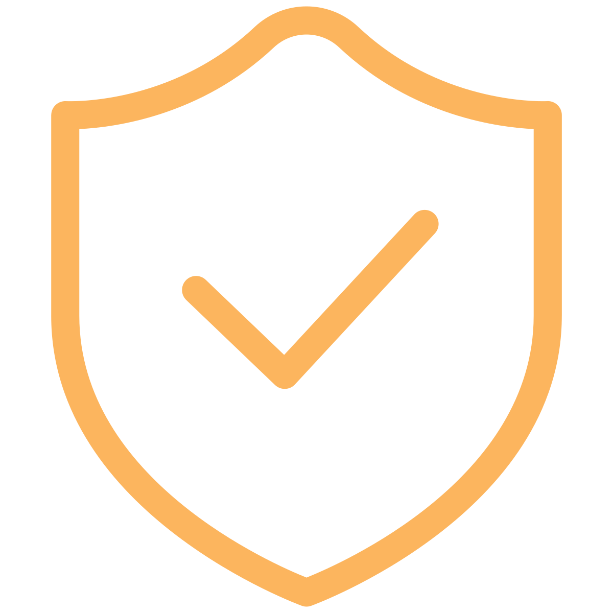 Orange shield icon with checkmark symbol representing security and verification