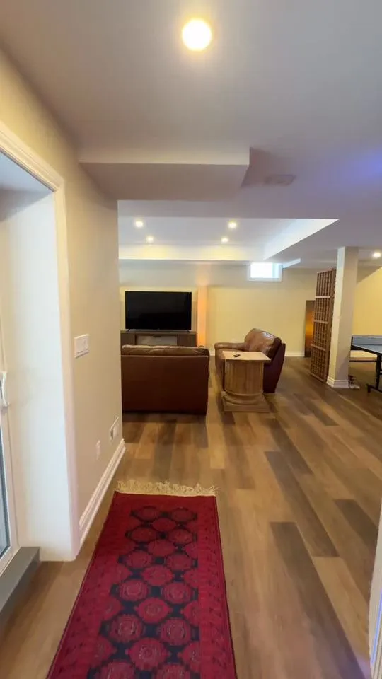Basement project walkthrough video: finished family room basement, Greater Toronto Area