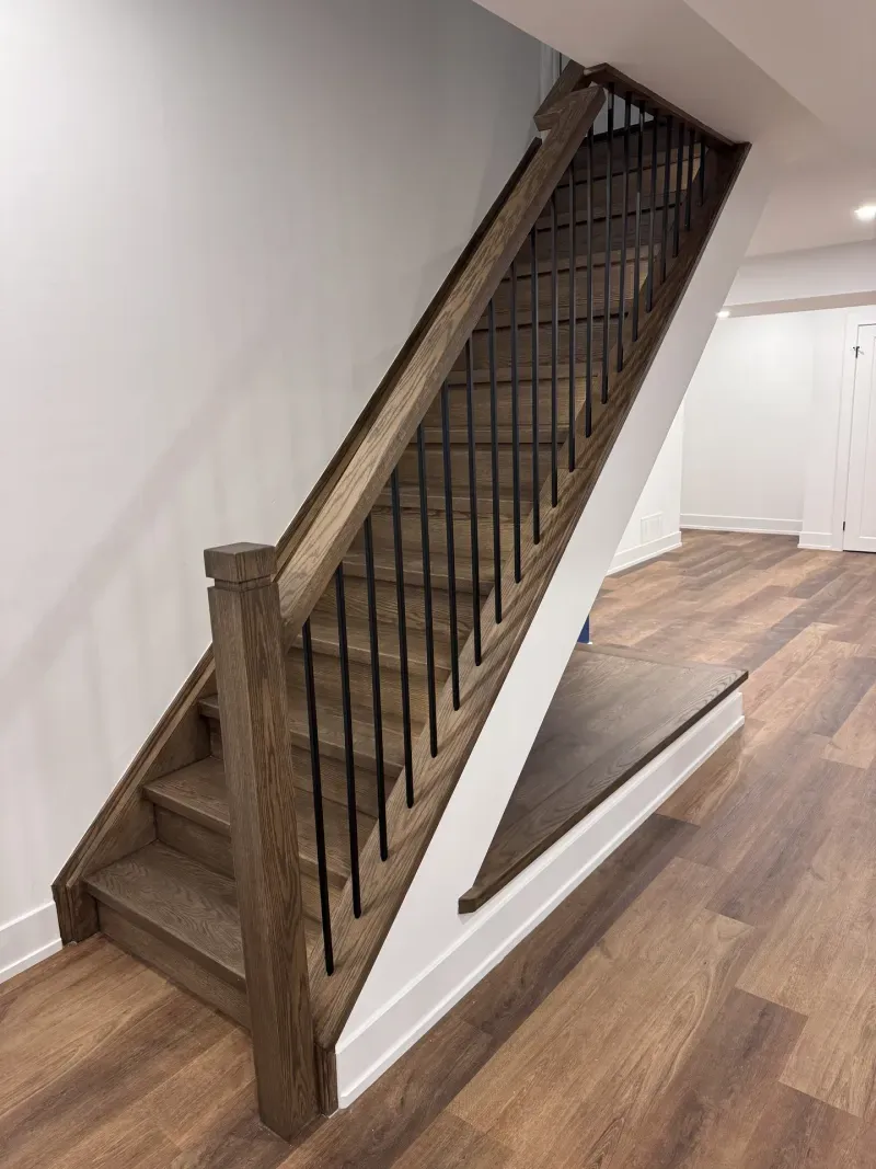 basement oak staircase black spindles