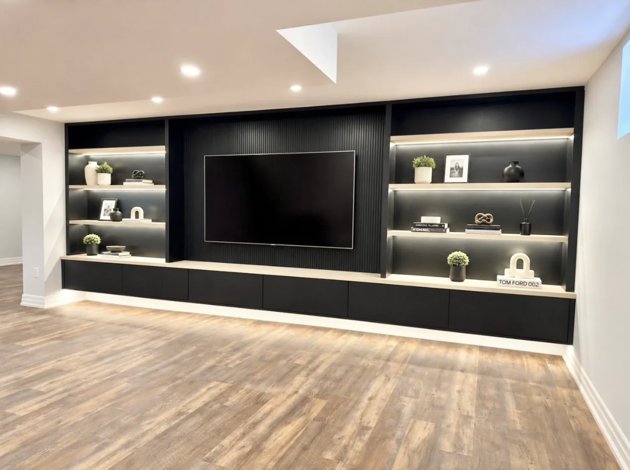 Finished basement renovation project by Desire Basements in the Greater Toronto Area