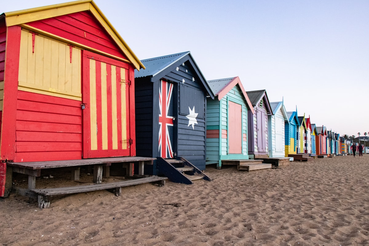 Colourful beach boxes on the Brighton shore