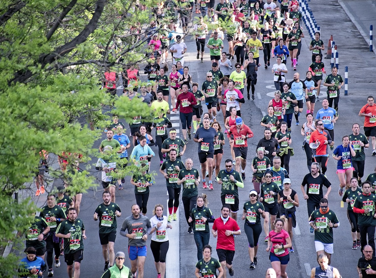 Runners on the fast flat road course of the Wangaratta Marathon in North East Victoria