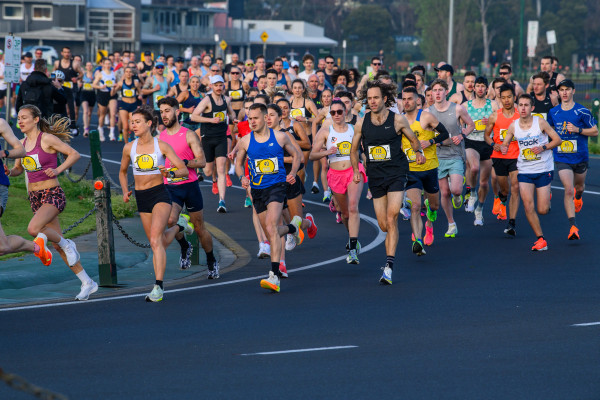 Runners on the Albert Park circuit at Run Prix Melbourne
