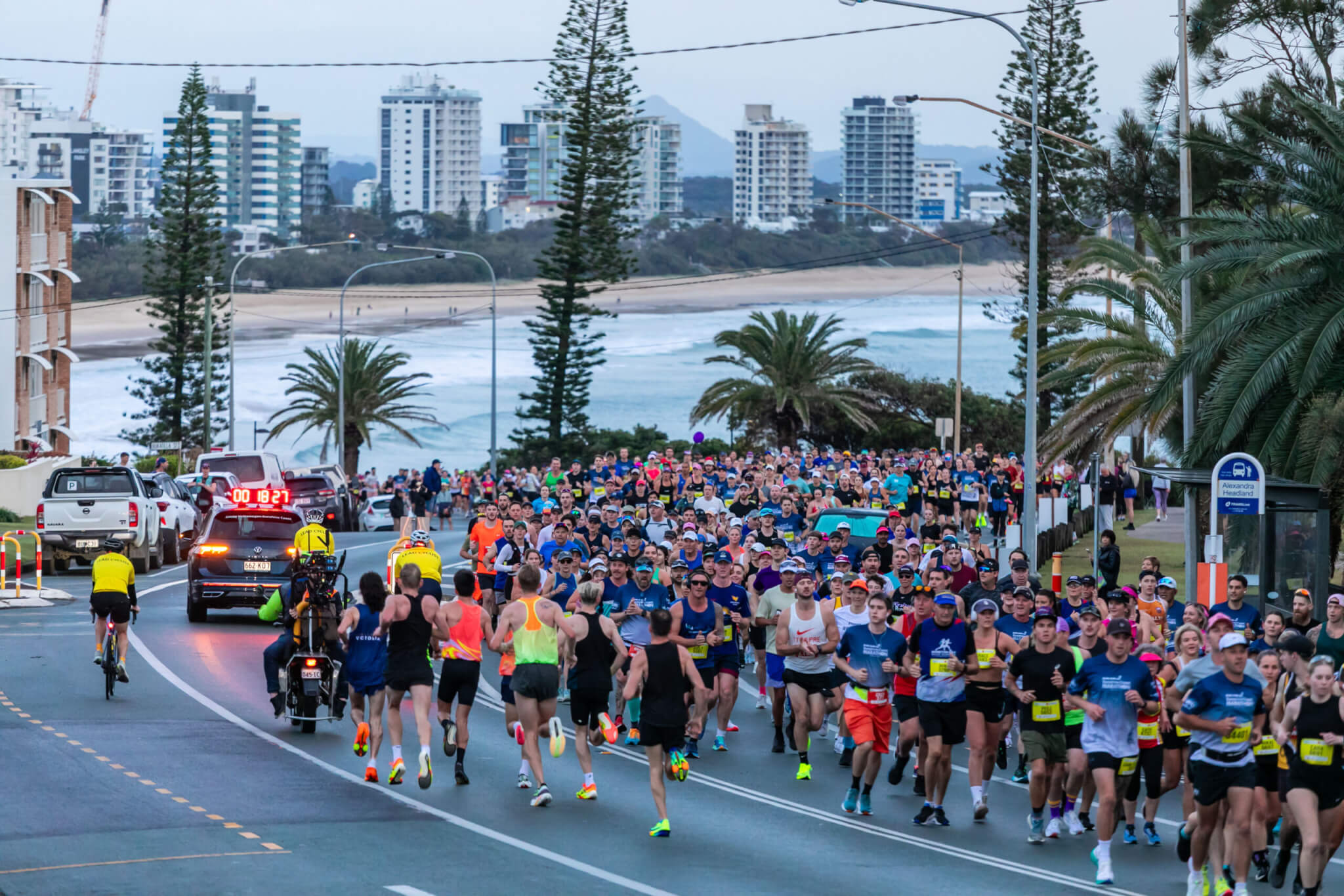 Runners on the Sunshine Coast foreshore at the Sunshine Coast Marathon