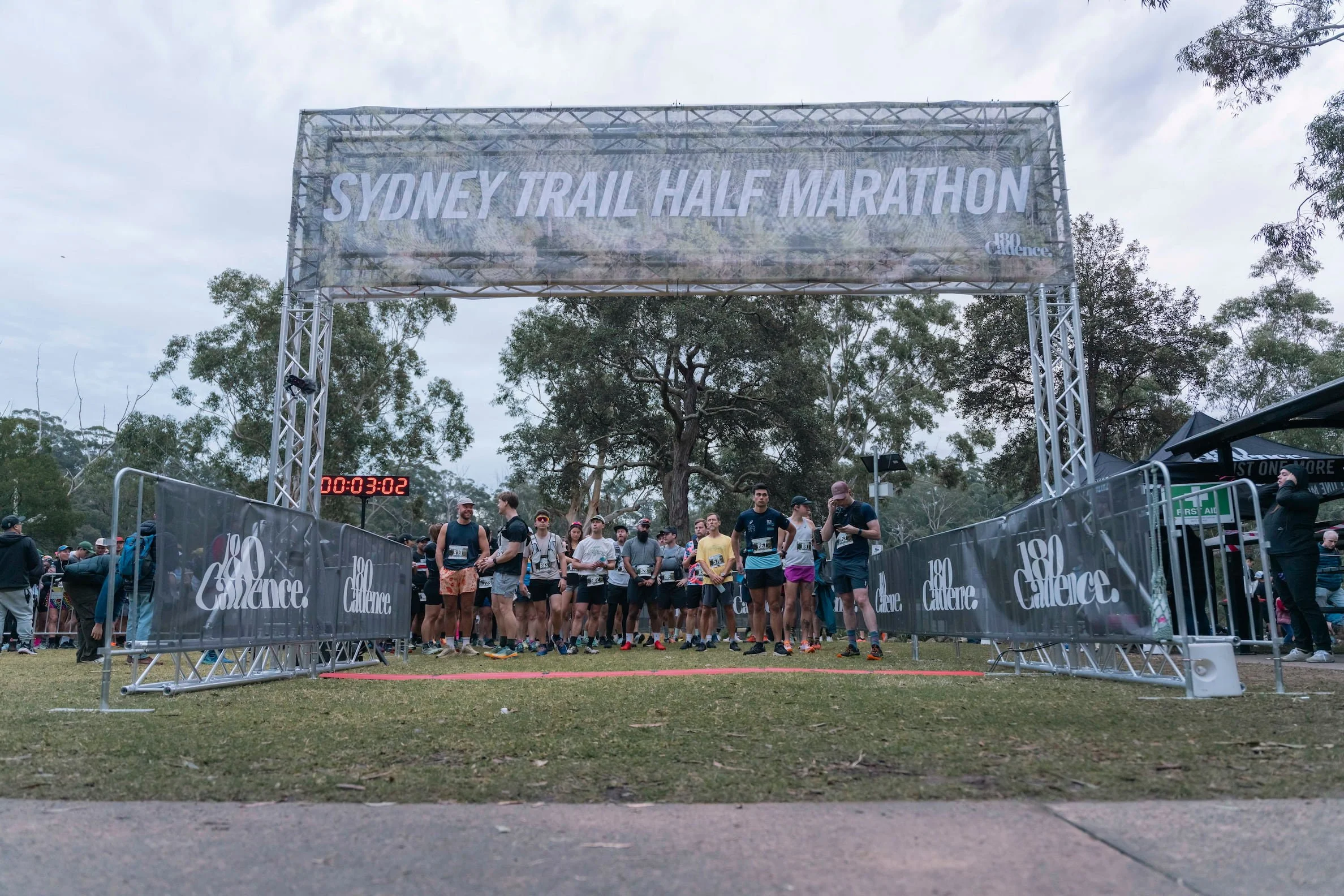 Runners at the start line of the Sydney Trail Half Marathon in Parramatta