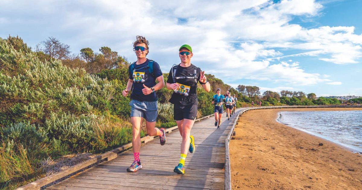 Runners on the coastal trails at the Surf Coast Trail Marathon near Torquay