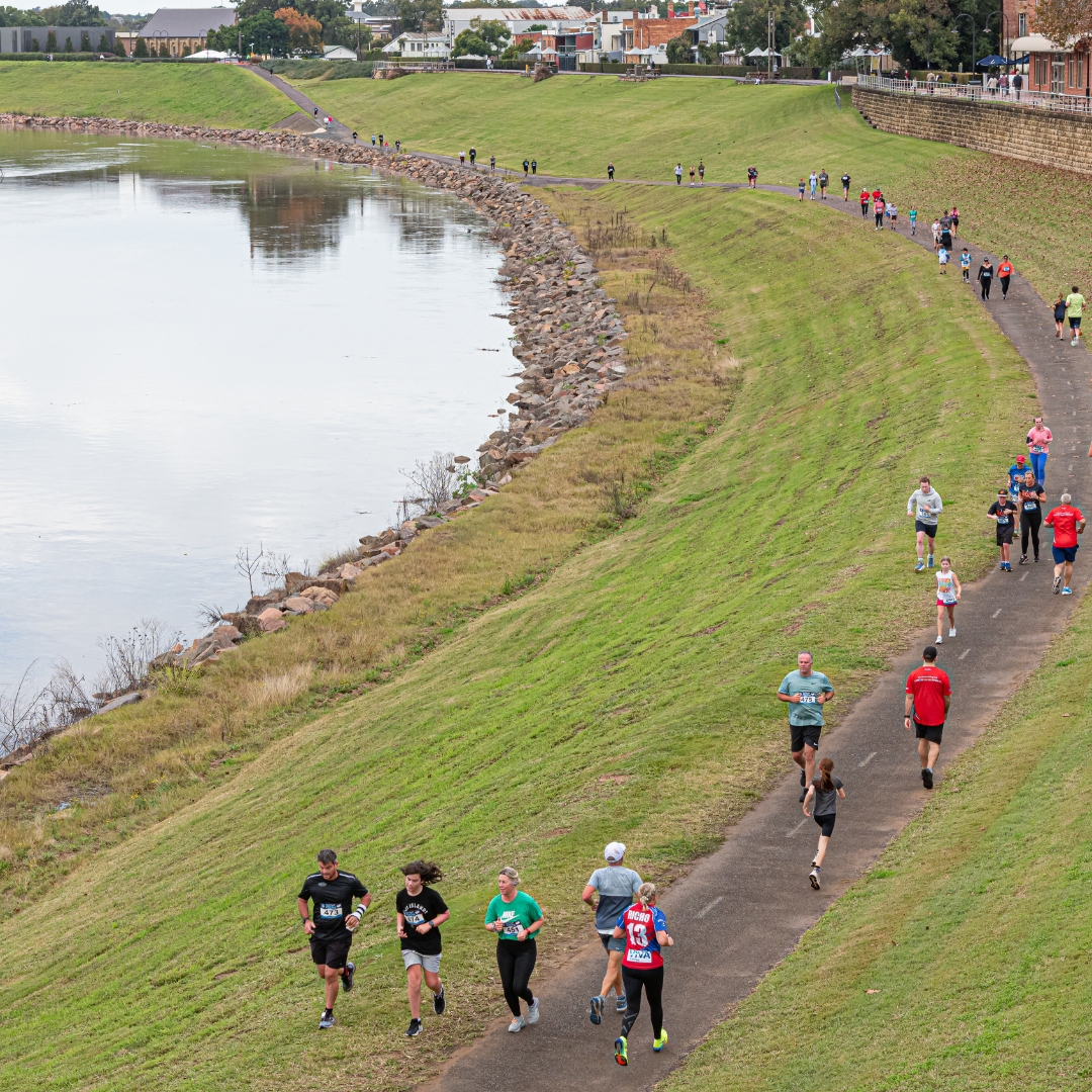 Runners at The Loxford Maitland Running Festival on the Hunter River