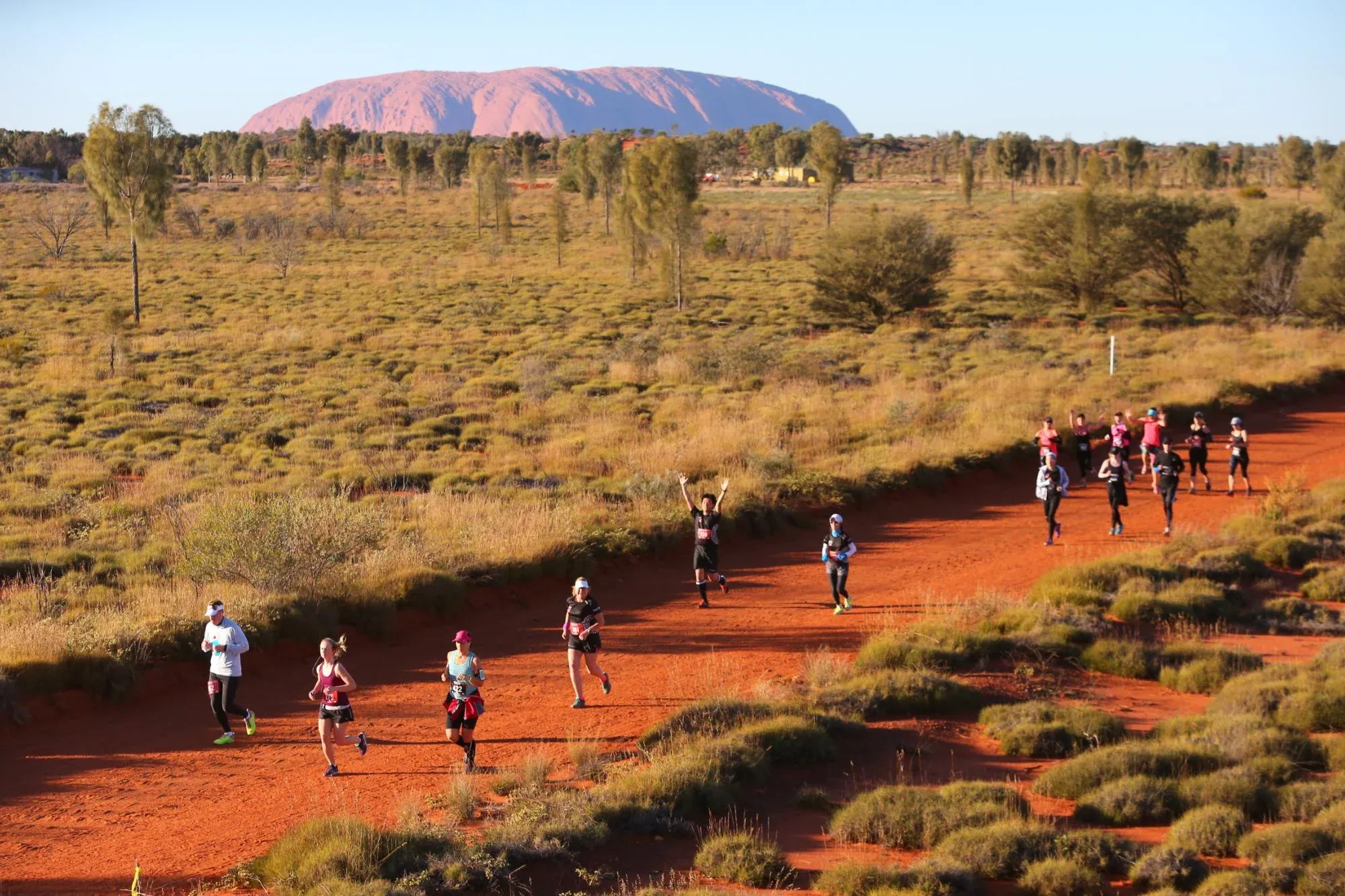 Runners on the red dirt at the Australian Outback Marathon near Uluru