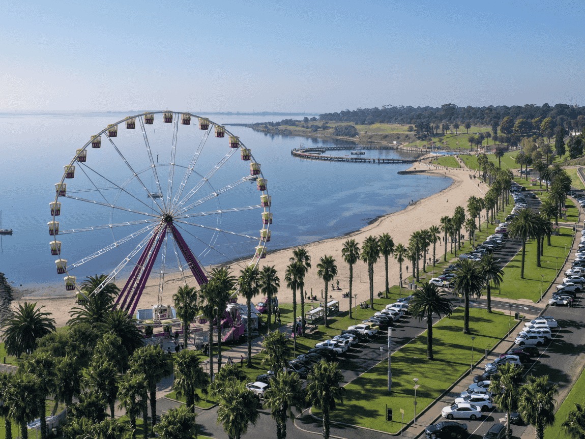 The Geelong waterfront, backdrop to the Geelong Running Festival