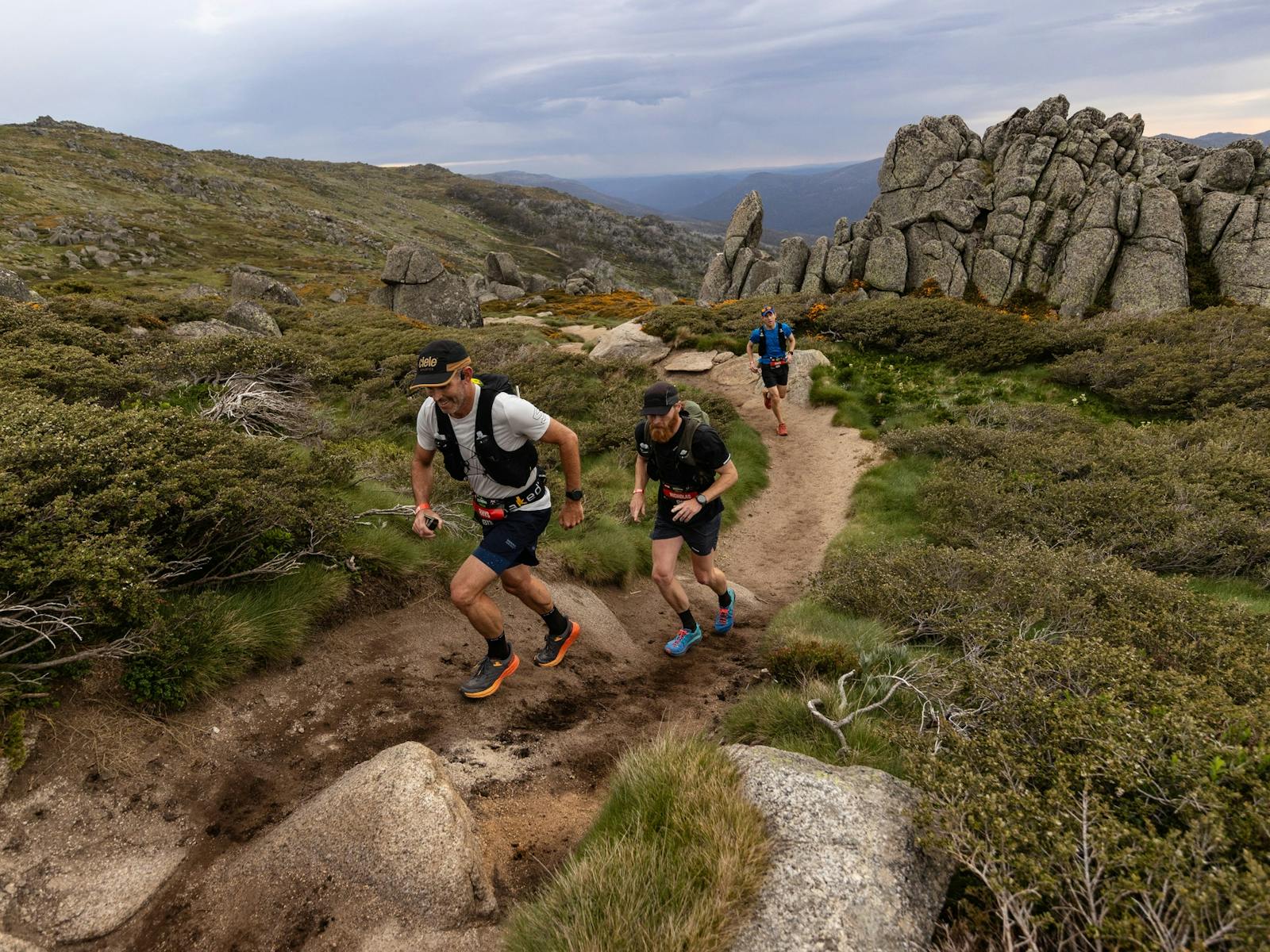 Trail runners in the Snowy Mountains at Ultra-Trail Kosciuszko