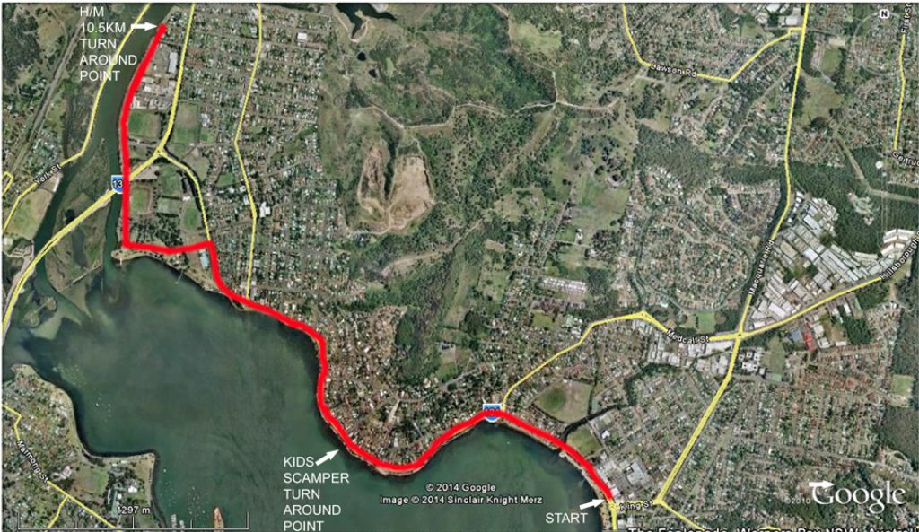 course map of the lake macquarie running festival