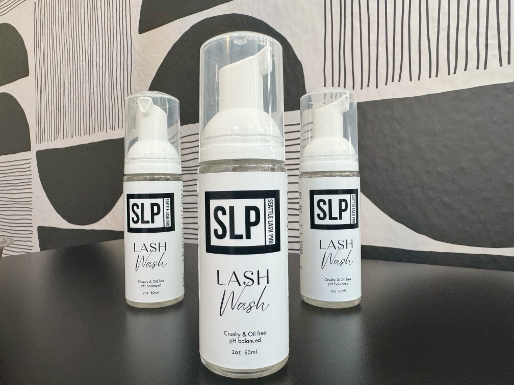 Bottle of Seattle Lash Pro Lash Wash, a gentle foaming cleanser designed for daily eyelash extension care.